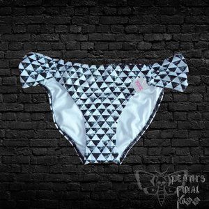 Victorias Secret PINK ruched side cheeky bikini bottom XS black white geometric